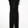 Women's Black Zipper Flutter Sleeve High Waist Jumpsuit - Chic and Casual - Image 7