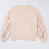 Women's Parchment Embroidered Bow Lantern Sleeve Oversized Pullover Sweatshirt - Image 6