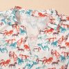 Plus Size Women's White Horse Galloping Allover Print Split Neck Blouse - Image 8