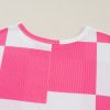 Women's Plus Size White Textured Checkerboard Round Neck T-Shirt - Casual Summer Style - Image 9