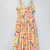 Women's Orange Abstract Print Spaghetti Strap Maxi Dress with Piping Detail - Image 5