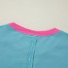 Women's Light Blue Colorblock Patchwork Crew Neck Sweatshirt - Image 8