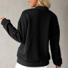 Women's Black Solid Textured Stand Neck Zipper Bomber Jacket - Image 6