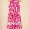 Women's Rose Floral Sleeveless Tasseled Lace-up Neck Tiered Midi Dress for Spring - Image 9