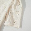 Elegant Beige Eyelet Embroidered Half Sleeve Blouse for Women - Image 8