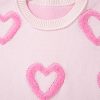 Women's Pink Heart Shape Bubble Sleeve Baggy Sweater - Cozy Casual Fashion - Image 11