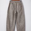 Women's Khaki Leopard Printed Wide Leg Jeans with Drawstring Waist and Pockets - Image 7