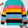 Women's Yellow Colorblock Mixed Textured Drop Shoulder Sweater for Casual Fall Style - Image 7