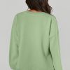 Grass Green Fleece Lined Drop Shoulder High Low Sweatshirt for Women - Image 2