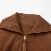 Women's Brown Half Zip Fleece Pullover Sweatshirt for Casual Comfort - Image 7