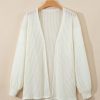 Women's Beige Textured Open Kimono with Lantern Sleeves - Image 13