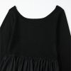 Women's Elegant Black Ribbed Knit Long Sleeve Scoop Neck Peplum Top - Image 9