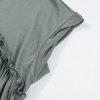 Women's Mist Green Frilled Gathered Seam Round Neck T-Shirt Dress with Pockets - Image 18