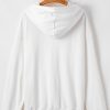 Women's White Fleece Lined Hoodie with Kangaroo Pocket and Adjustable Drawstring - Image 10