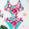 Women's Reversible Purple Abstract Geometry Print One Piece Swimsuit with Daring Cutout Design - Image 33