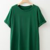 Women's Dark Green Plus Size Round Neck Rolled Sleeve T-Shirt for Casual Style - Image 7