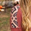 Plus Size Women's Redwood Burl Aztec Patchwork Drop Shoulder Sweatshirt - Image 25