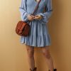 Women's Ashleigh Blue Long Sleeve V Neck Smocked Tiered Mini Dress for All Occasions - Image 6