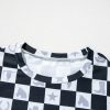 Women's Black Western Fashion Checkerboard Print Side Split T-Shirt - Image 16