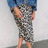 Women's Brown Leopard Print High Waist Midi Skirt - Wild and Stylish - Image 2