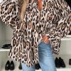 Women's Jet Stream Oversized Leopard Print Balloon Sleeve Casual Shirt - Image 2