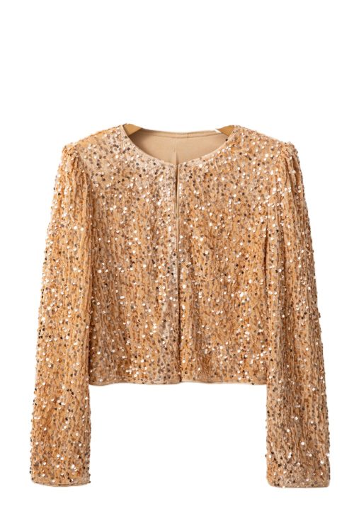 Women's Golden Fleece Sequined Open Front Cropped Jacket