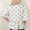 Charming Women's White Bowknot Print Bubble Sleeve Blouse - Trendy and Stylish - Image 3