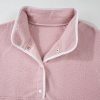 Women's Fuchsia Plush Sweatshirt with Stand Neck, Half Button, and Zipped Pockets - Image 8