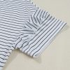 Women's White Stripe Ruffled Short Sleeve Crew Neck T-Shirt Shift Mini Dress - Image 10