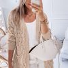 Women's Jet Stream Cable Knit Eyelet Side Pockets Baggy Cardigan - Image 5