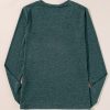 Women's Mist Green Solid Color Long Sleeve V Neck Top - Casual Essential - Image 3