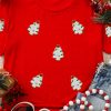 Women's Festive Red Christmas Tree Patched Crew Neck T-Shirt - Image 9