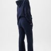 Women's Navy Blue Solid Color Drawstring Waist Casual Straight Pants - Image 3