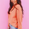 Women's Blossom Pearled Sleeves Drop Shoulder Round Neck Pullover Sweatshirt - Image 3
