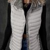 Women's Silvery Plush Collared Quilted Zipped Puffer Vest for Casual Layering - Image 6