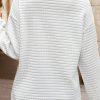 Women's White Quilted Texture Sporty Long Sleeve Collared Top - Image 3