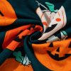 Women's Orange Halloween Pattern Short Sleeve Pajama Lounge Set - Image 5