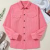 Women's Bonbon Pink Corduroy Flap Detail Button Up Split Shacket - Image 6