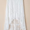 Women's White Lace Ruffled High-Low Hem Midi Skirt - Bohemian Style - Image 3