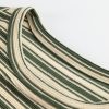 Women's Green Stripe Textured Crew Neck T-Shirt with Side Slits - Image 8