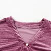 Plus Size Velvet Meadow Mauve Tiered Buttons Dress with V Neck - Image 13