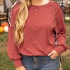 Plus Size Women's Redwood Burl Aztec Patchwork Drop Shoulder Sweatshirt - Image 7