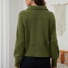 Women's Moss Green Quarter Zip Sweatshirt with Kangaroo Pocket - Image 6