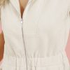 Women's Jet Stream Textured Zipped Front V Neck Collared Casual Romper - Image 10