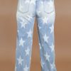 Plus Size Beau Blue High Waist Star Pattern Jeans - Image 2