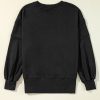 Women's Black Exposed Seam Drop Shoulder Round Neck Sweatshirt with Slits - Image 8