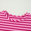 Women's Sachet Pink Striped Print Crew Neck Drop Shoulder Sweatshirt - Image 10