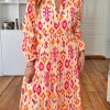 Women's Orange Western Abstract Geometric Maxi Dress - Image 2