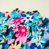 Plus Size Women's Blue Floral Flutter Sleeve Blouse with Tied Notched Neck - Image 12