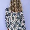 Women's Bohemian Blue Tribal Pattern Long Sleeve Shirt - Image 3